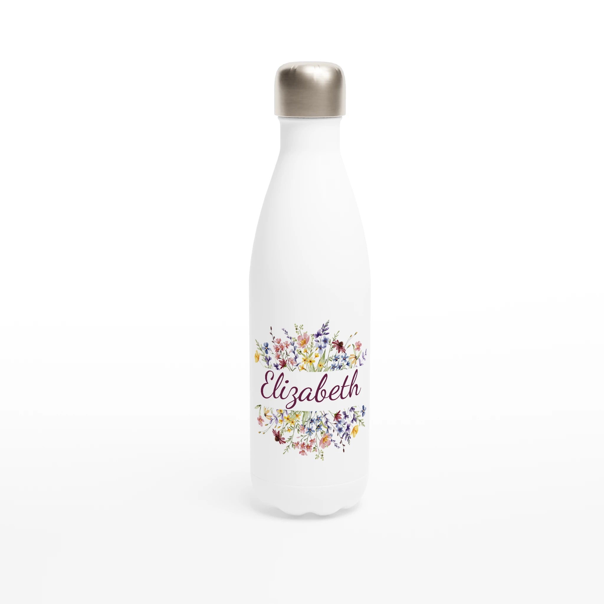 Flower Frame Name - White 17oz Stainless Steel Water Bottle Default Title Personalised Water Bottle customise Globally Fulfilled Name personalise