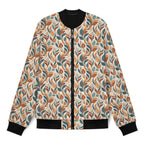 Whimsical Leaf Swirl Men's Casual Zip‑Up Bomber Jacket