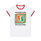 All We Need Is Love - Women's Ringer Tee White Red Womens Ringer T-shirt Love Printed In Australia