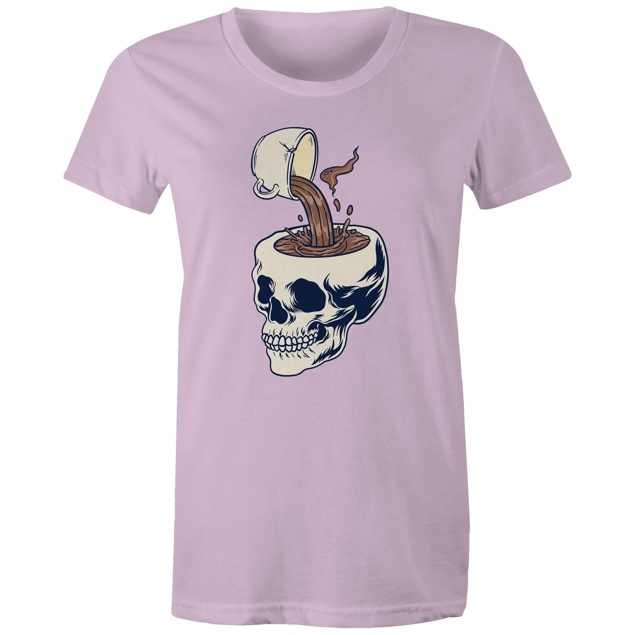Coffee Skull - Womens T-shirt Lavender Womens T-shirt Coffee Printed In Australia