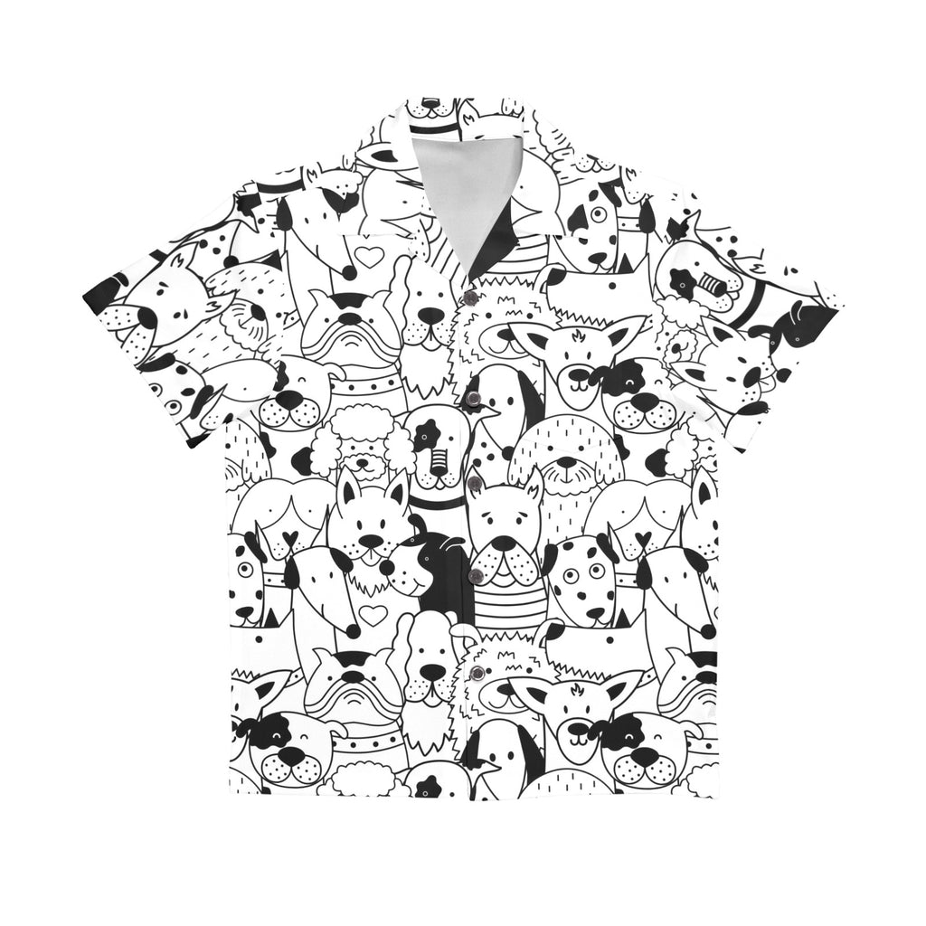 Black And White Dogs Senior Kids Hawaiian Shirt Senior Kids Hawaiian Shirt 8-15 animal Printed Offshore