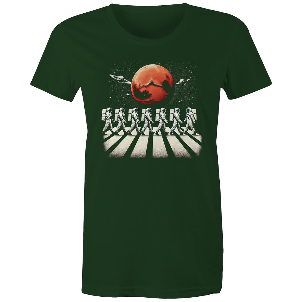 Astronaut Zebra Crossing In Space - Womens T-shirt Forest Green Womens T-shirt Printed In Australia Space