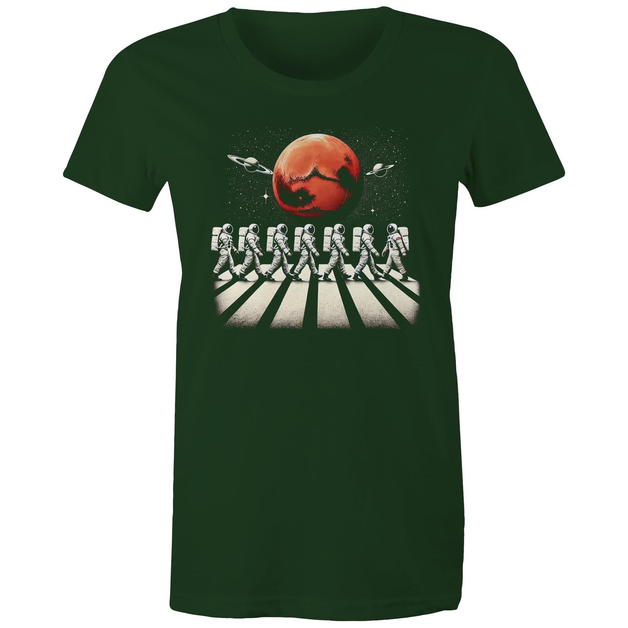Astronaut Zebra Crossing In Space - Womens T-shirt Forest Green Womens T-shirt Printed In Australia Space