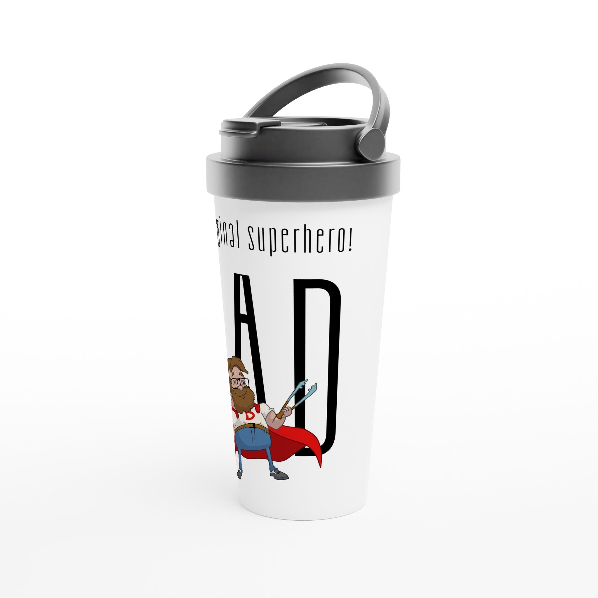 Dad, The Original Superhero - White 15oz Stainless Steel Travel Mug Travel Mug comic Dad Globally Fulfilled