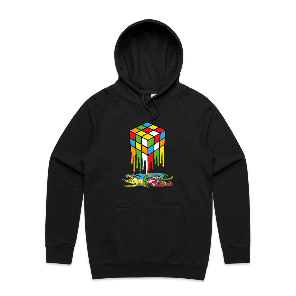 Melting Game Cube - Mens Hoodie Black Mens Hoodie Games Printed In Australia