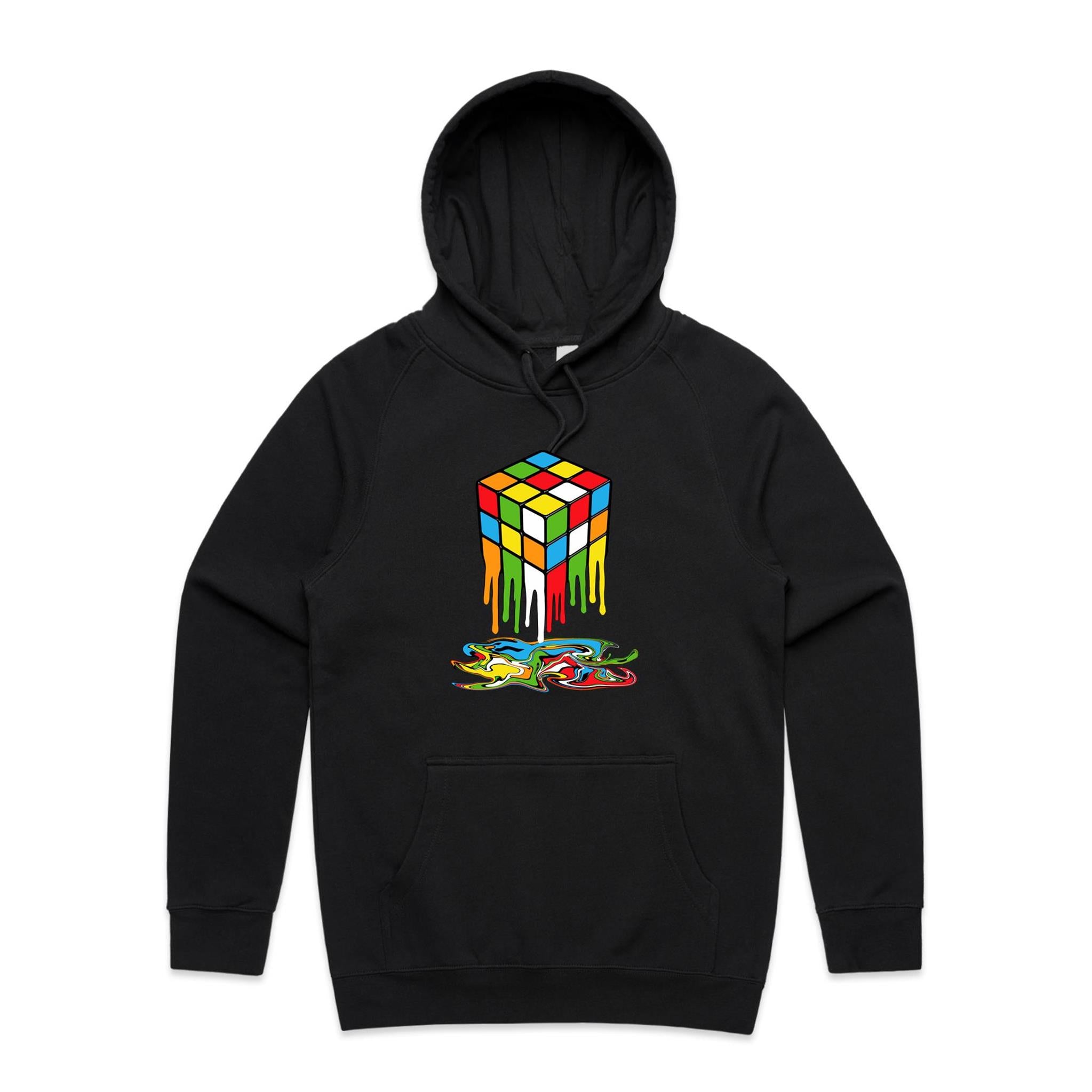 Melting Game Cube - Mens Hoodie Black Mens Hoodie Games Printed In Australia