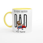 Personalised - Dad, The Original Superhero - White 11oz Ceramic Mug with Colour Inside Ceramic Yellow Personalised 11oz Mug comic Customise Dad Globally Fulfilled Name Personalise
