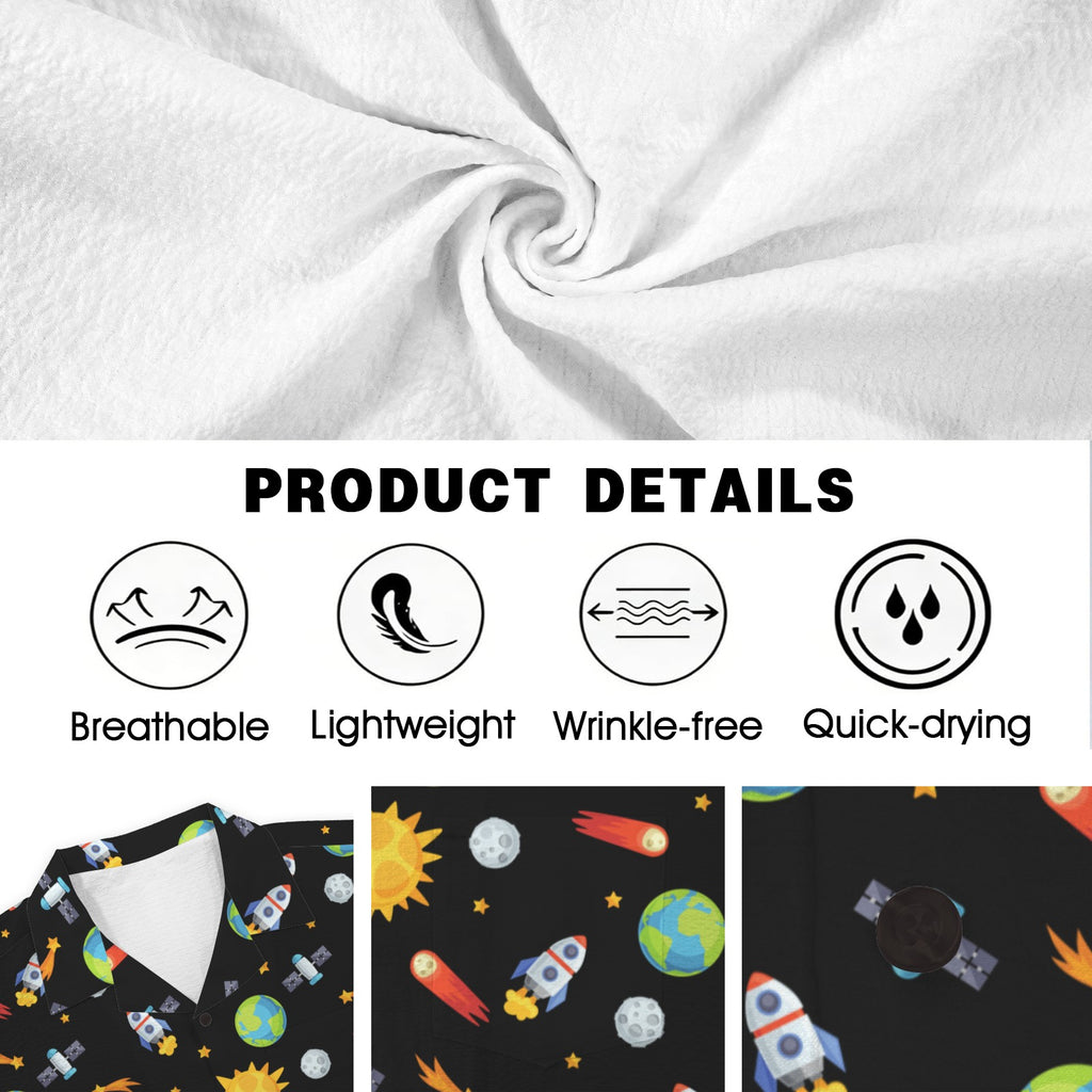 Busy Space Men's Crinkle Hawaiian Shirt