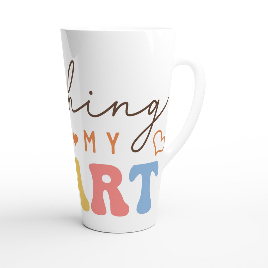 Teaching Fills My Heart White Latte 17oz Ceramic Mug Latte Mug Globally Fulfilled Teacher