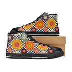 Happy Retro Flowers - Men's High Top Canvas Shoes