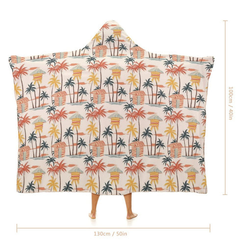Beach Shack Kids Hooded Blanket 100cm x 130cm Kids Hooded Blanket Printed Offshore Surf