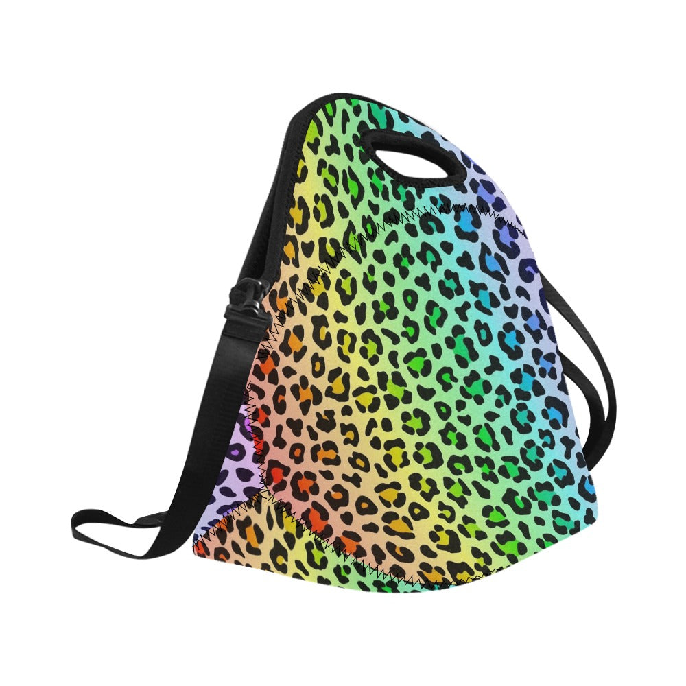 Rainbow Leopard Print - Neoprene Lunch Bag/Large (Model 1669)