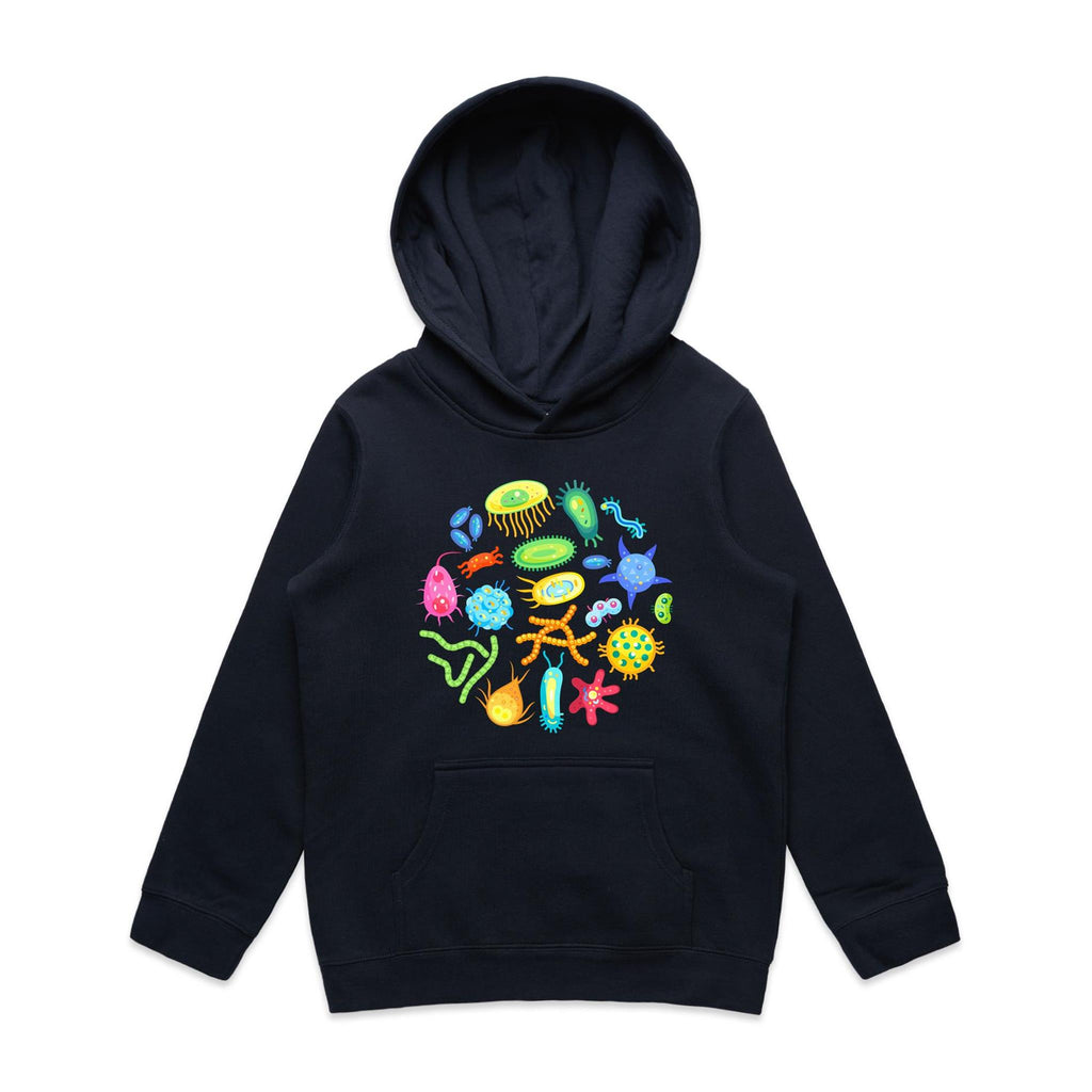 Under The Microscope - Kids Hoodie Navy Kids Hoodie Printed In Australia