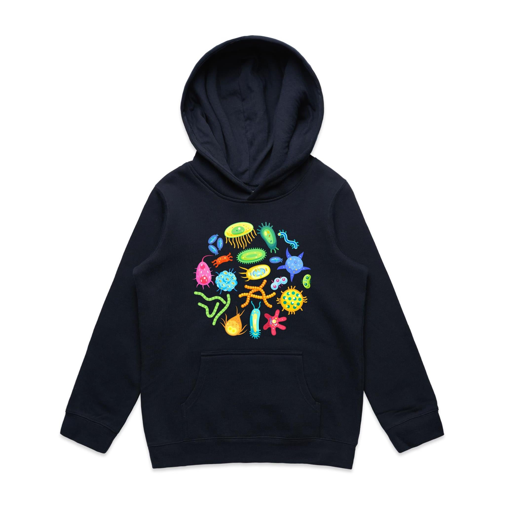 Under The Microscope - Kids Hoodie Navy Kids Hoodie Printed In Australia