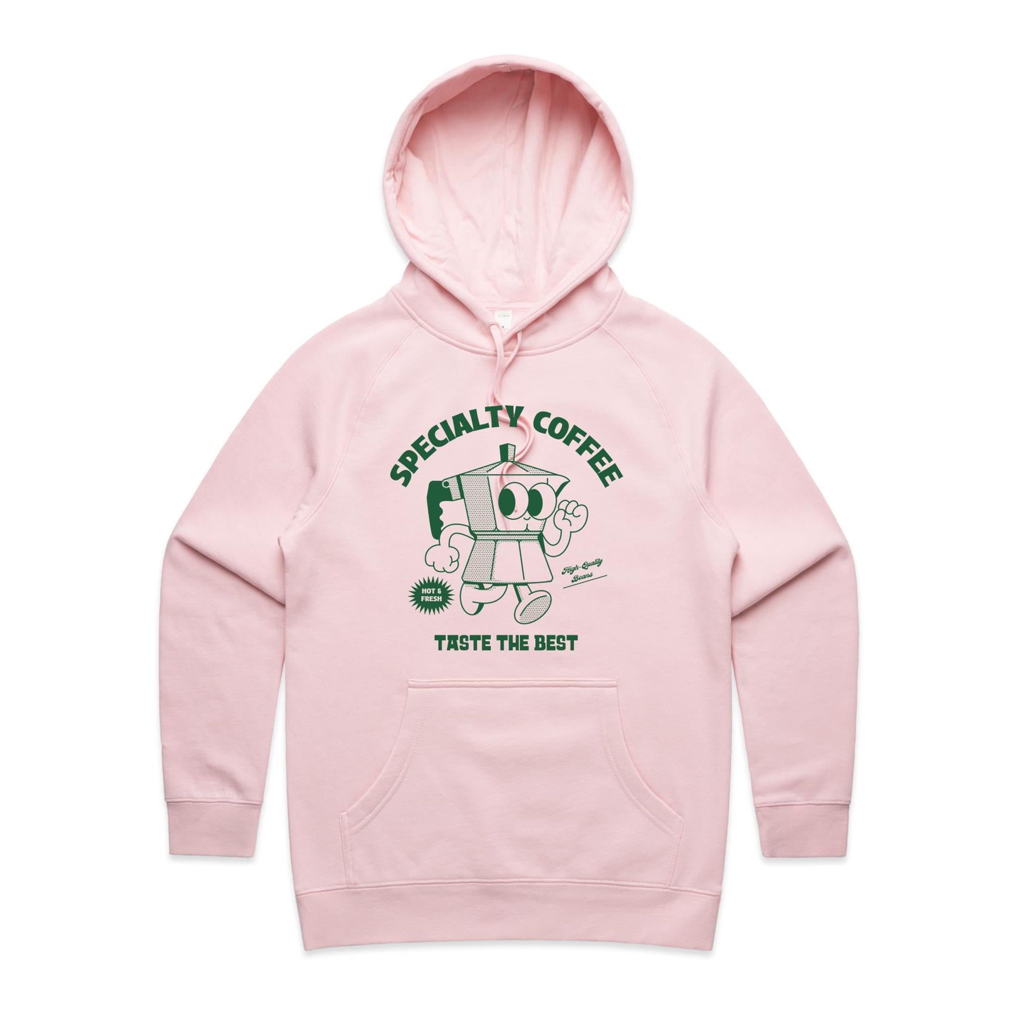 Specialty Coffee - Womens Hoodie Pink Womens Hoodie Coffee Printed In Australia