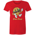 Fast Food, Hamburger - Womens T-shirt Red Womens T-shirt Food Printed In Australia