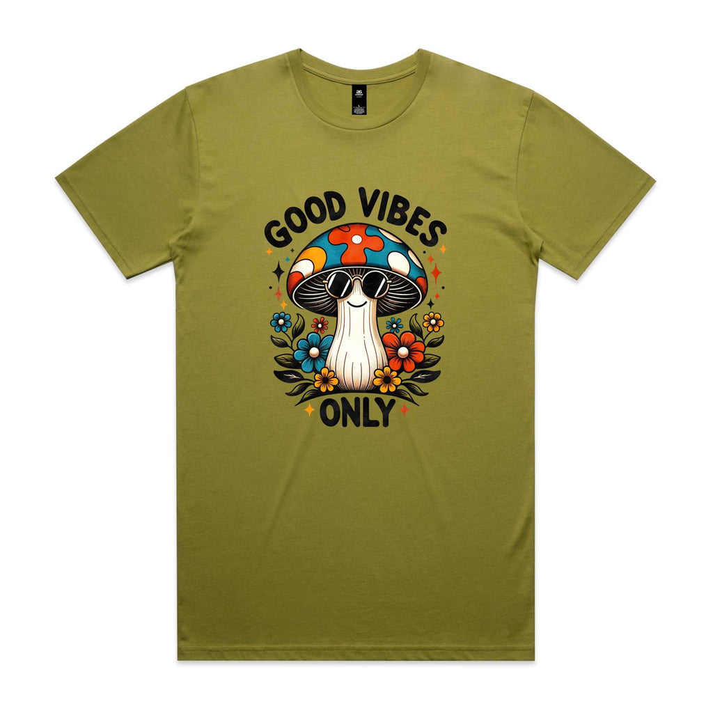 Good Vibes Only, Hippie Mushroom With Sunglasses - Mens T-shirt