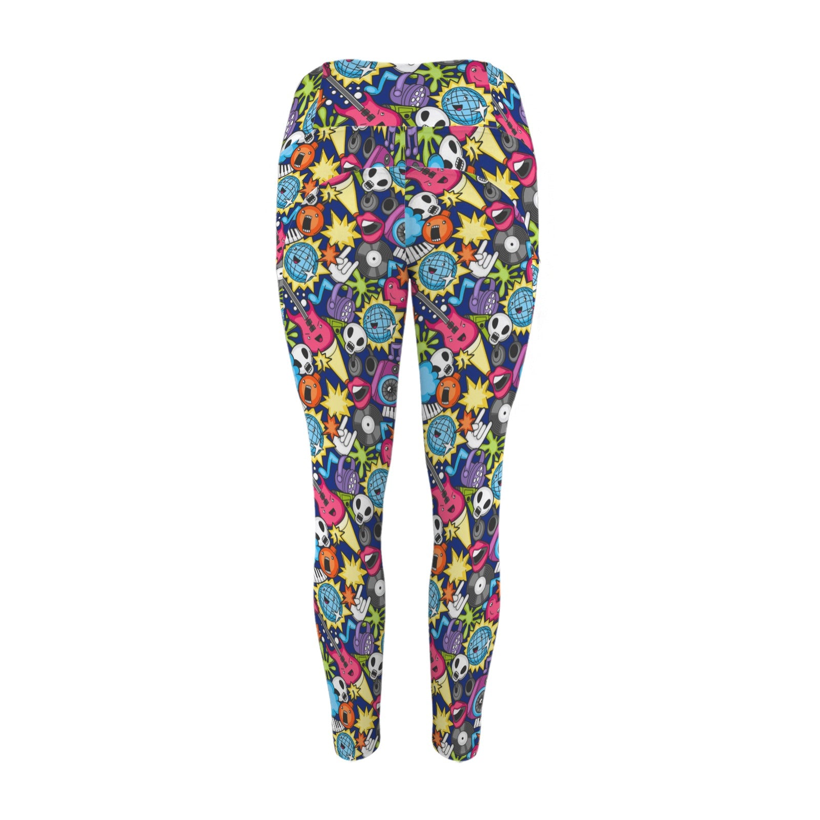 Sticker Music - Women's High Waist Pockets Yoga Leggings