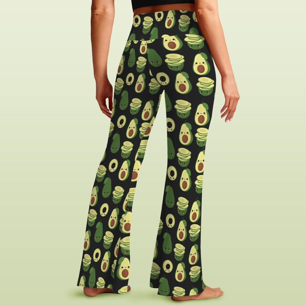 Cute Avocados High Waist Crossover Tummy Control Flare Leggings High Waist Flare Leggings Food Printed Offshore