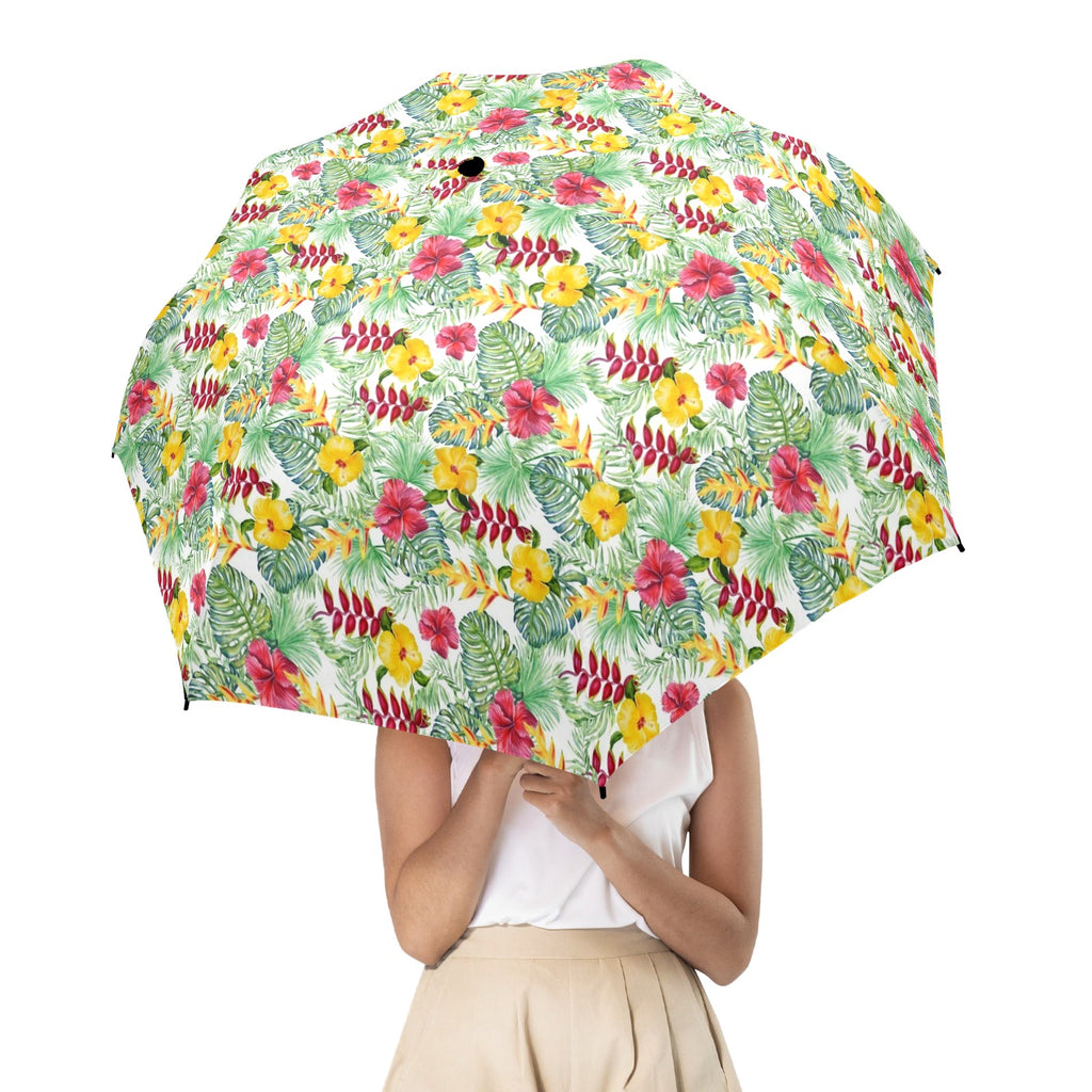 Tropical Flowers On White Umbrella Umbrella Plants Printed Offshore