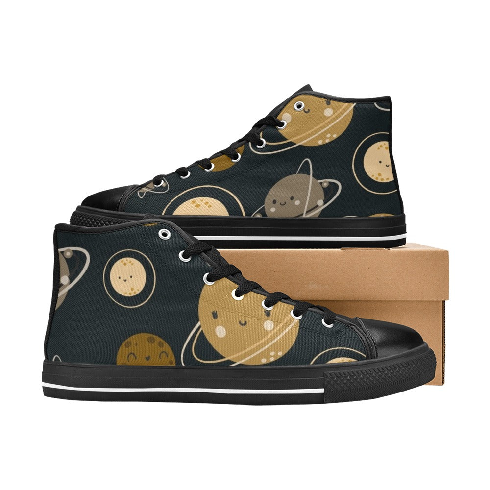Planets Women's High Top Canvas Shoes Womens Classic High Top Shoes Printed Offshore Space