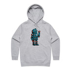 Robot - Womens Hoodie Grey Marle Womens Hoodie Printed In Australia Sci Fi