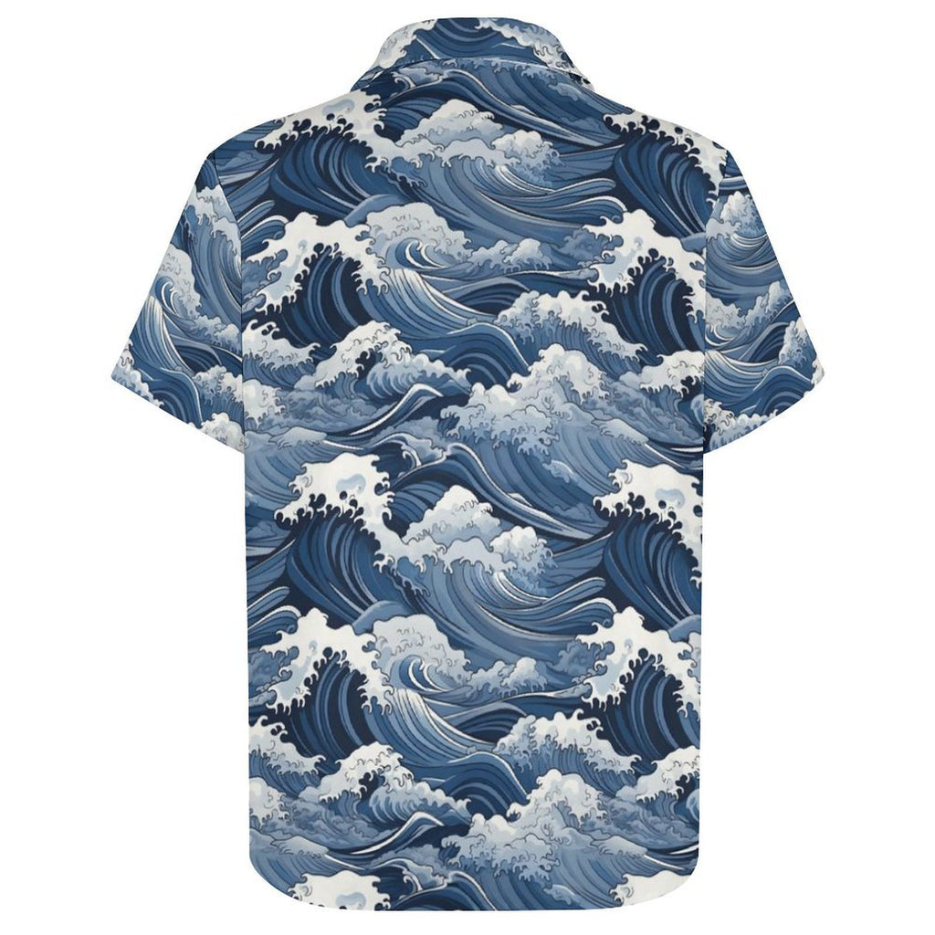 Japanese Waves Women's Collared Pocketless Short Sleeve Shirt