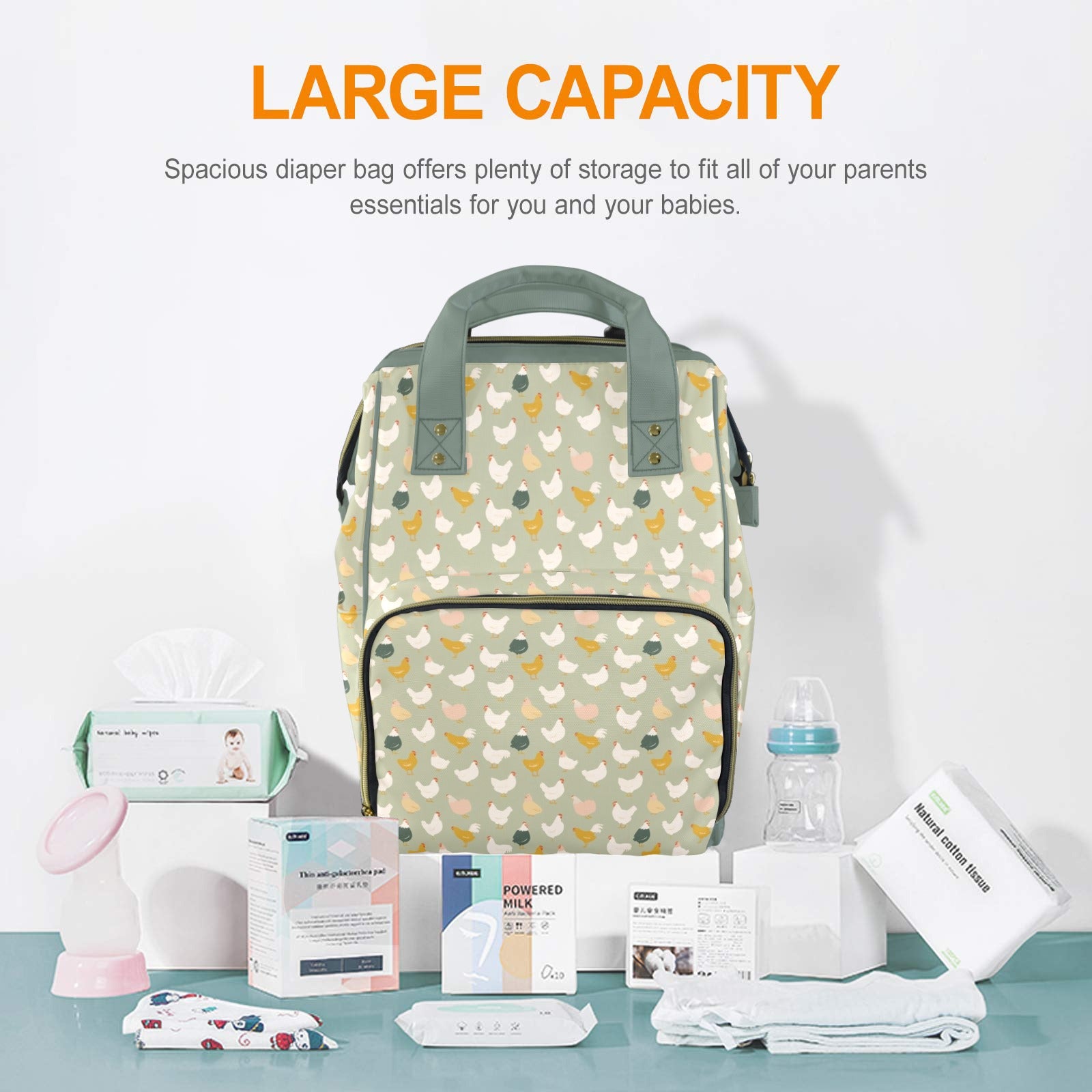 Chicken Life Multi-Function Backpack, Nappy / Diaper Bag Multi-function Backpack, Nappy / Diaper Bag animal Printed Offshore