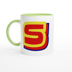 Personalised - Superhero Initial - White 11oz Ceramic Mug with Color Inside Ceramic Green Personalised 11oz Mug customise Globally Fulfilled Name personalise