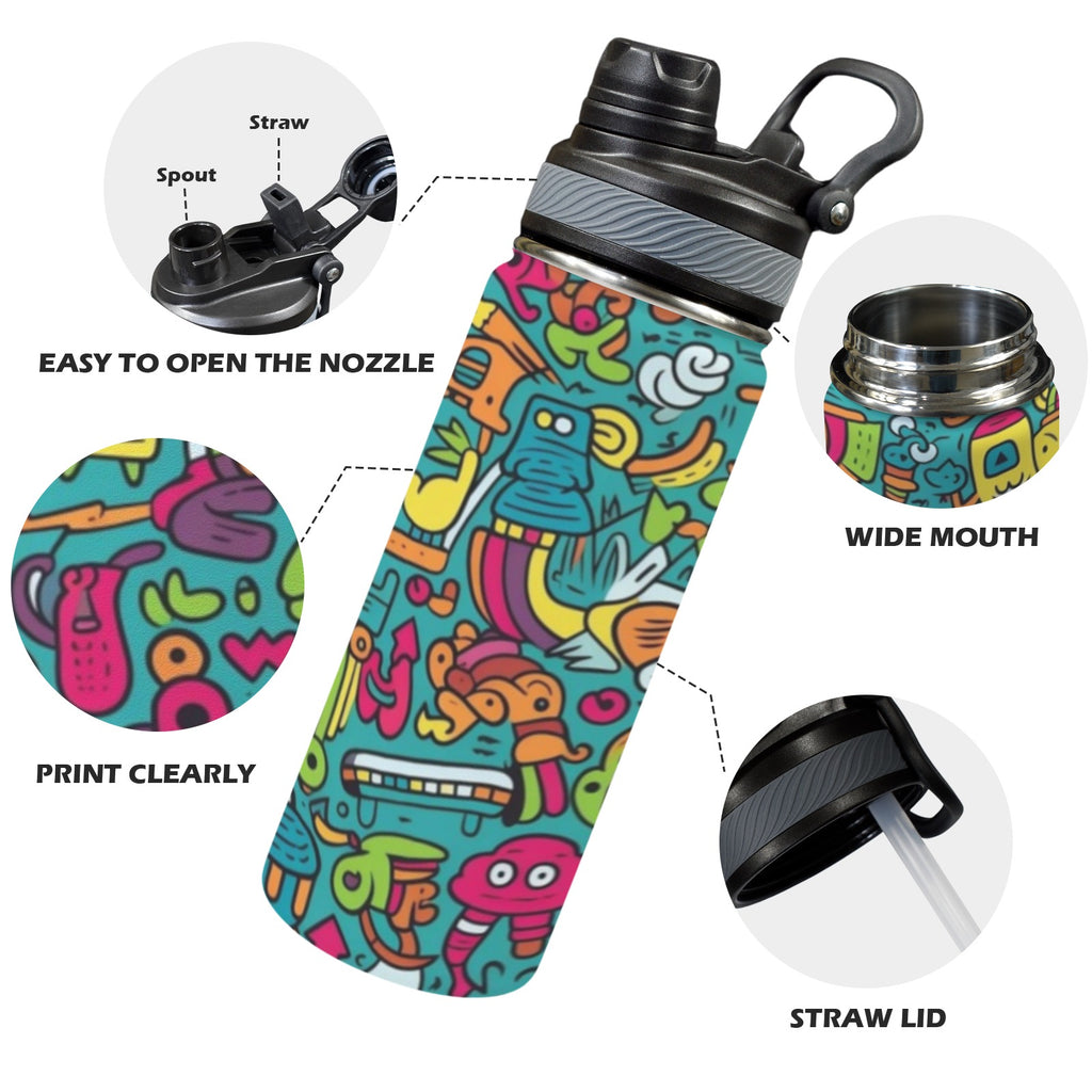 Crazy Characters - Insulated Water Bottle with Dual-Use Lid (18oz) Insulated Water Bottle with Dual-Use Lid (18oz) Printed Offshore