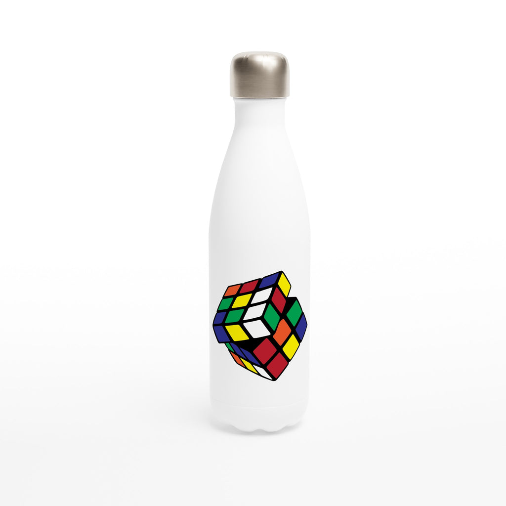 Cube - White 17oz Stainless Steel Water Bottle Default Title White Water Bottle Games Globally Fulfilled