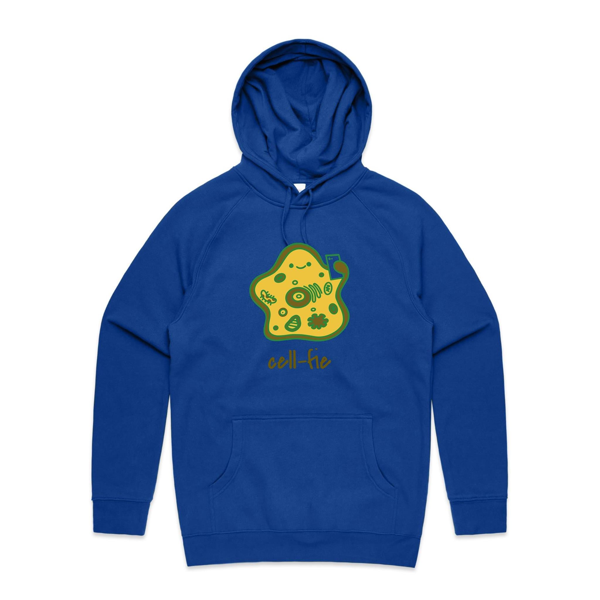 Cell-Fie, Cell Selfie - Mens Hoodie Bright Royal Mens Hoodie Printed In Australia Science