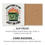 Skip Bin / Dumpster Fire Ceramic Coasters Ceramic Coasters Printed Offshore