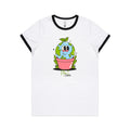 Plant Earth - Women's Ringer Tee White Black Womens Ringer T-shirt Environment Plants Printed In Australia