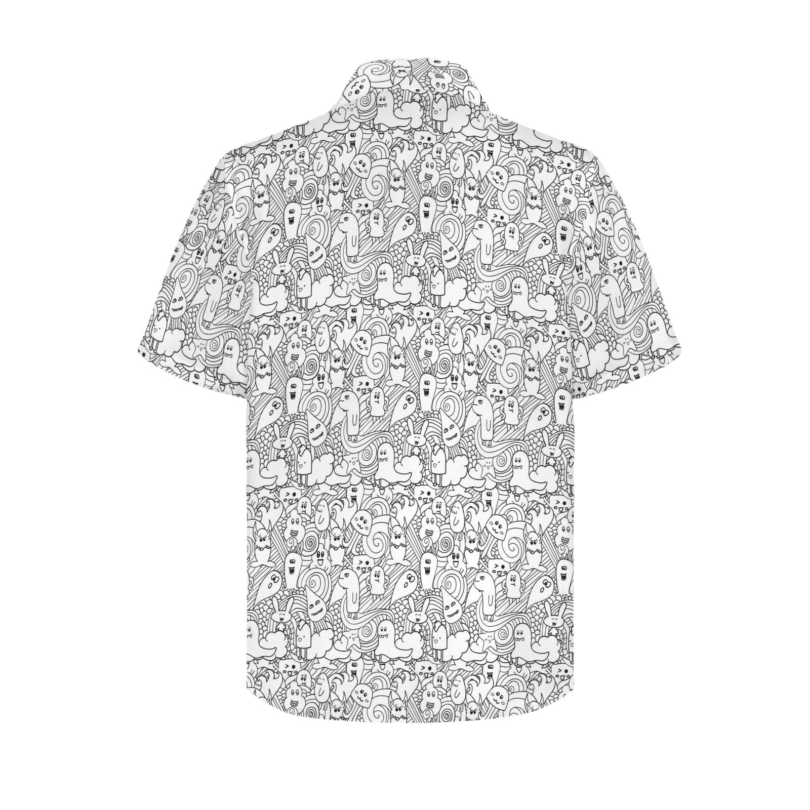 Black And White Creatures Men's Short Sleeve Hawaiian Shirt Men's Hawaiian Shirt (New) Printed Offshore Sci Fi