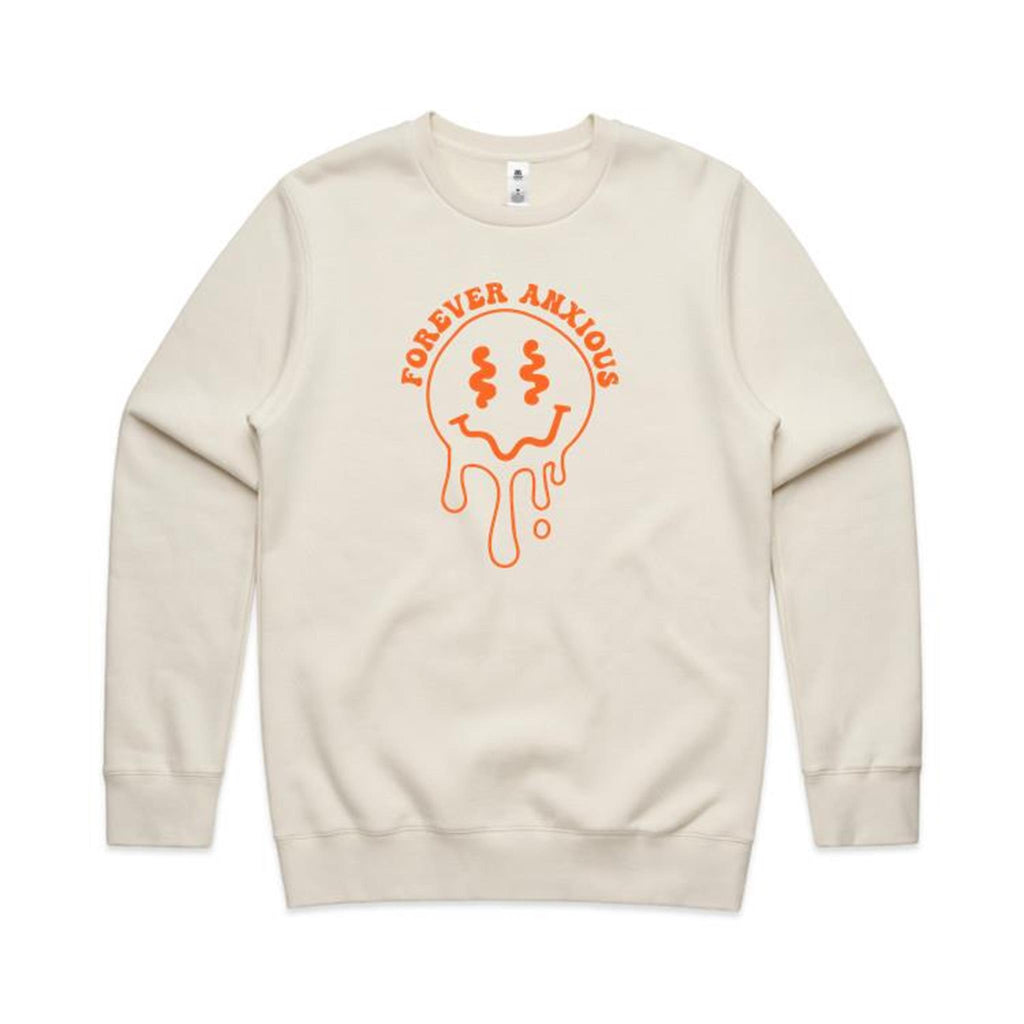 Forever Anxious - AS Colour Stencil Crew Sweatshirt Ecru Sweatshirt Printed In Australia