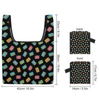 Colourful Cassette Tapes On Black Foldable Shopping Bag