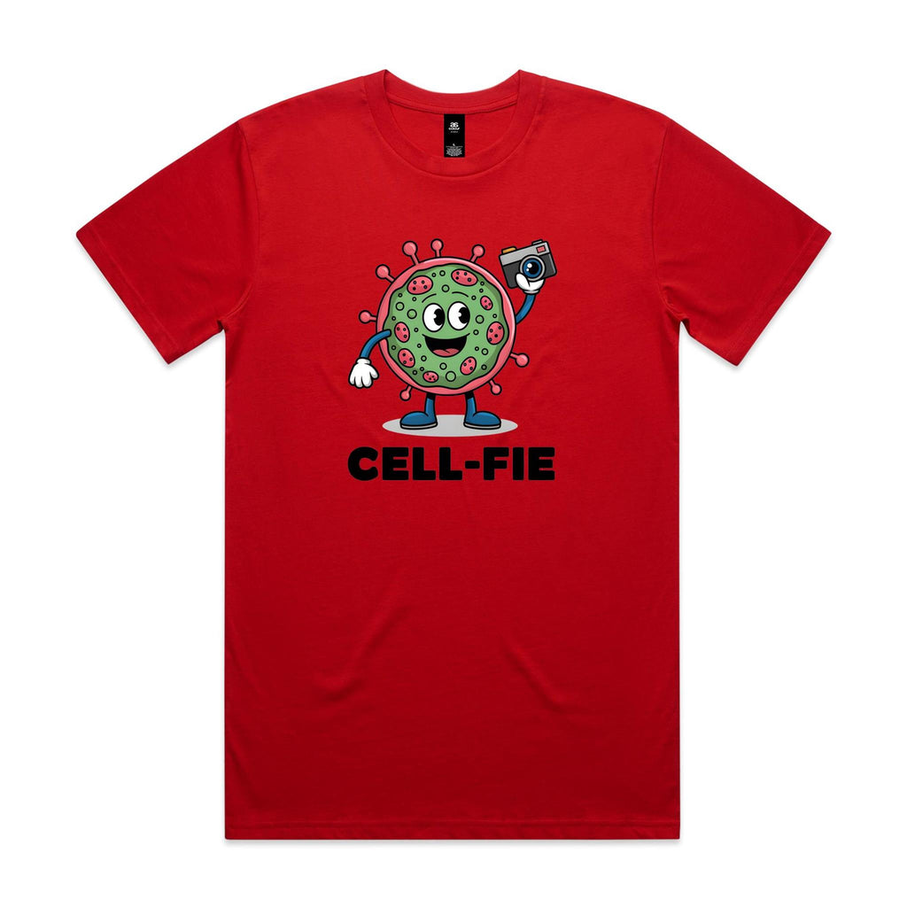 Cell-fie Cell Selfie Men's AS Colour T-shirt Red Mens T-shirt Printed In Australia Science