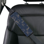 Gold Flowers On Navy Car Seat Belt Cover 7''x10'' (Pack of 2) Car Seat Belt Cover 7x10 (Pack of 2) Printed Offshore