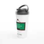 Personalise - Best Teacher Ever, Blackboard - White 15oz Stainless Steel Travel Mug Personalised Travel Mug Globally Fulfilled Teacher