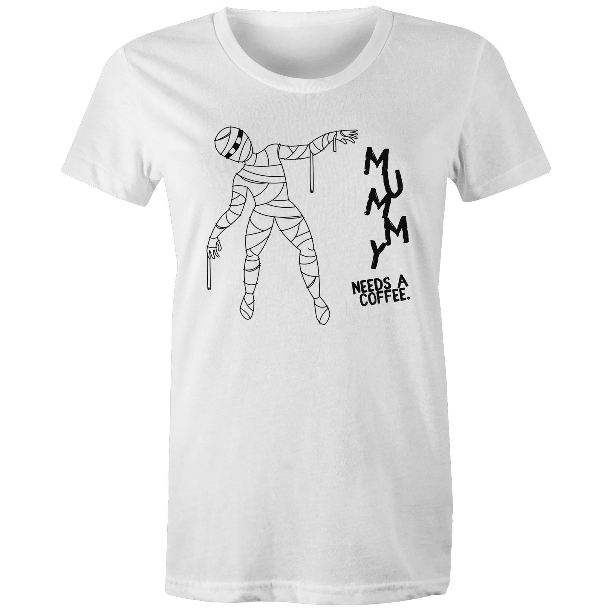 Mummy Needs A Coffee - Womens T-shirt White Womens T-shirt Coffee Mum Printed In Australia