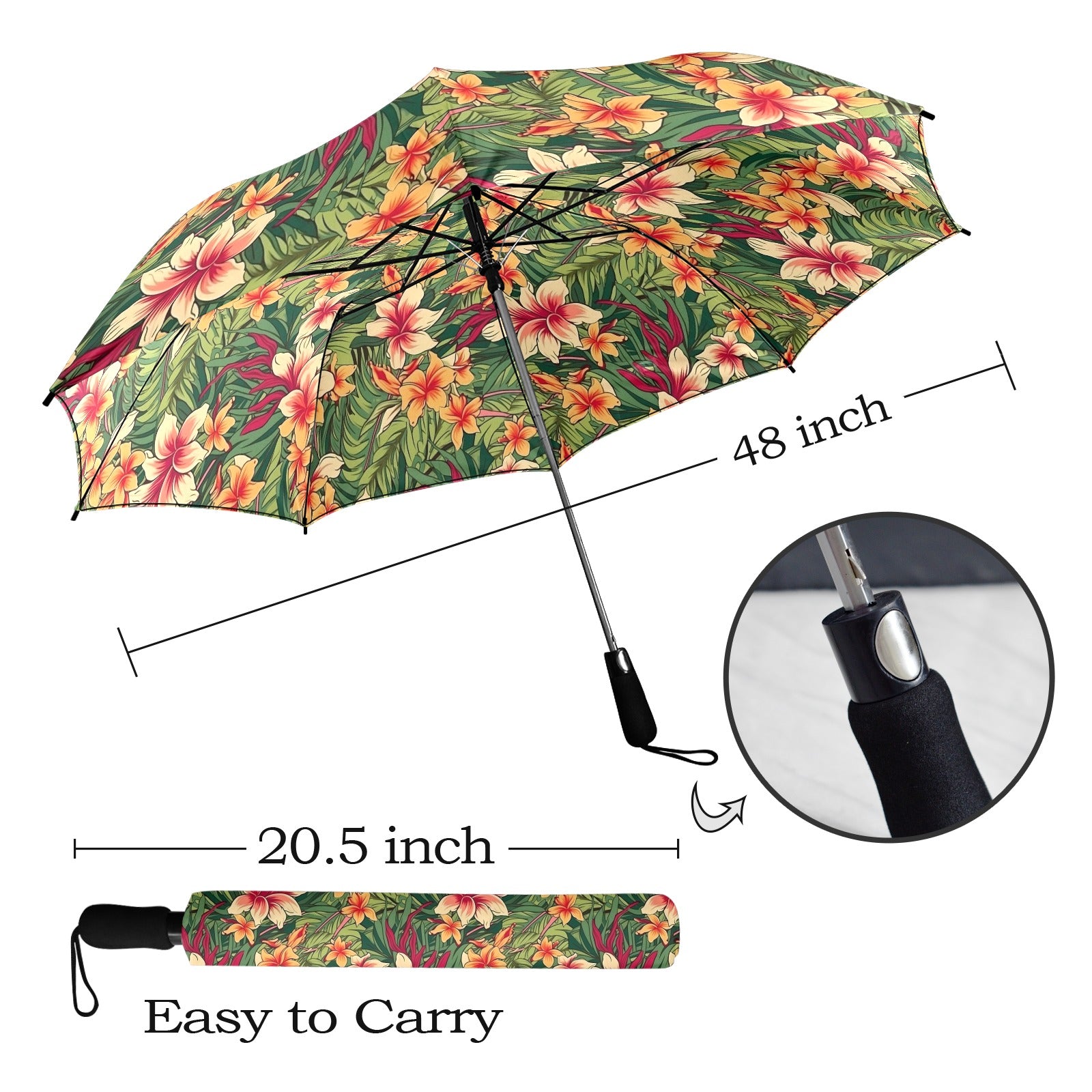 Vintage Hawaiian Floral Umbrella Umbrella Plants Printed Offshore