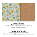Delicate Frangipani Ceramic Coasters (Square) Ceramic Coasters Plants Printed Offshore