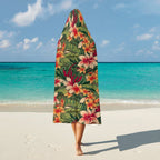 Vintage Hawaiian Floral Kids Hooded Blanket 100cm x 130cm Kids Hooded Blanket Plants Printed Offshore
