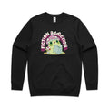 Fiction Addiction AS Colour Stencil Crew Sweatshirt Unisex Black Sweatshirt Printed In Australia Reading