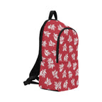 Red Retro Foliage, Hawaiian Flower - Fabric Backpack