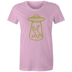 Alien Abduction - Womens T-shirt Pink Womens T-shirt Printed In Australia Sci Fi