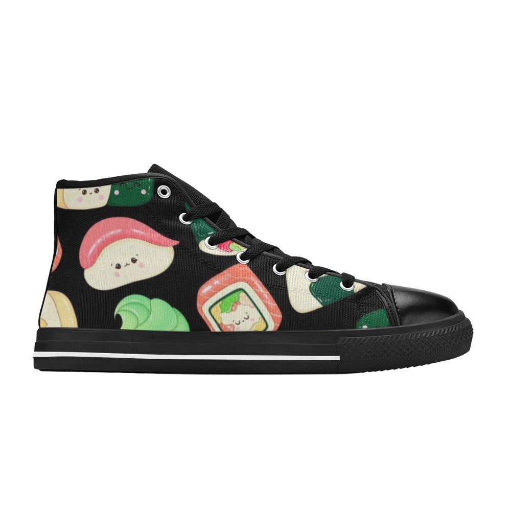 Happy Sushi - Kids High Top Canvas Shoes