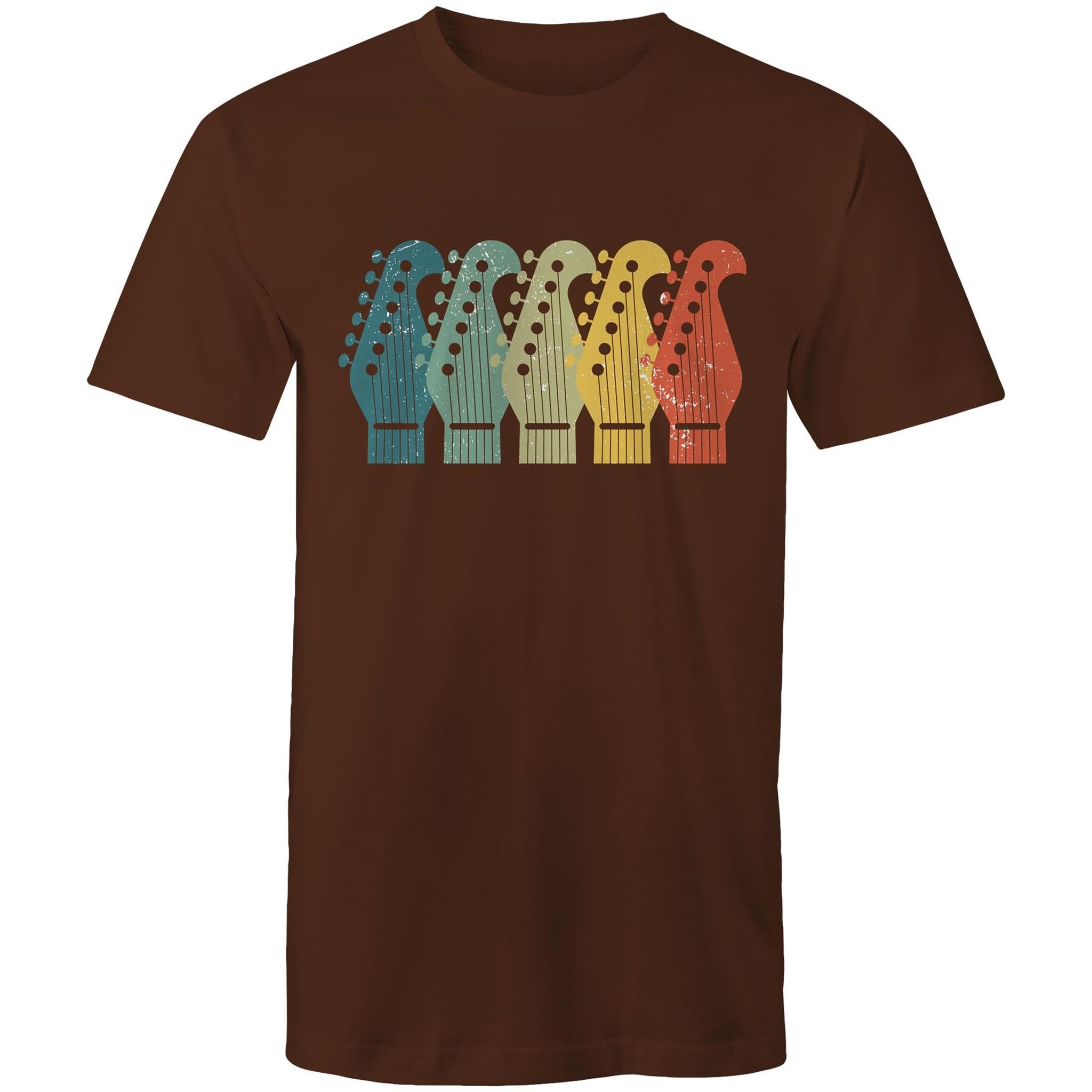 Guitar Headstocks - Mens T-Shirt Dark Chocolate Mens T-shirt Music Printed In Australia