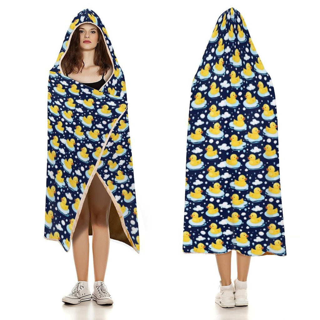 Rubber Ducks On Dark Kids Hooded Blanket 100cm x 130cm